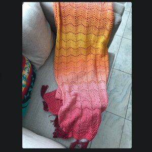 NEW Summery Fruit Punch Handmade Crochet Shawl Wrap Blanket Machine-Washable